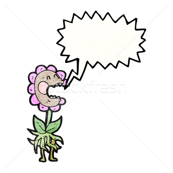 Desenho animado carnívoro flor retro desenho bonitinho Foto stock © lineartestpilot