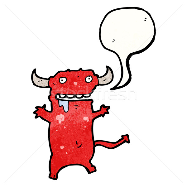 Karikatur gierig wenig Teufel Retro Zeichnung Stock foto © lineartestpilot