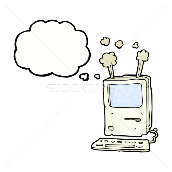 Karikatür eski bilgisayar düşünce balonu el dizayn Stok fotoğraf © lineartestpilot