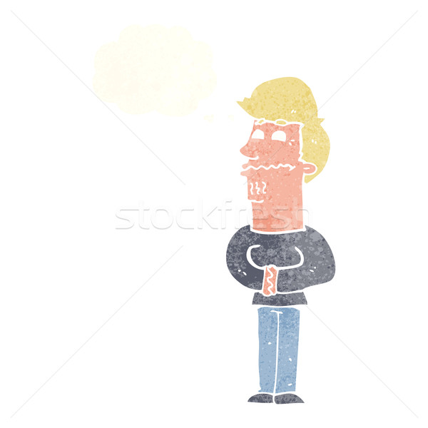 Karikatur nervös Mann Gedankenblase Hand Design Stock foto © lineartestpilot