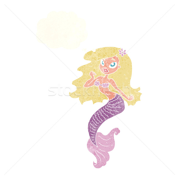 Desen animat destul de sirena bule gandire mână proiect Imagine de stoc © lineartestpilot