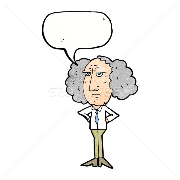 cartoon big hair lecturer man with speech bubble Stock photo © lineartestpilot
