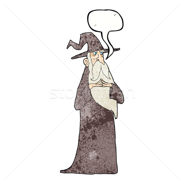 cartoon old wizard with speech bubble Stock photo © lineartestpilot