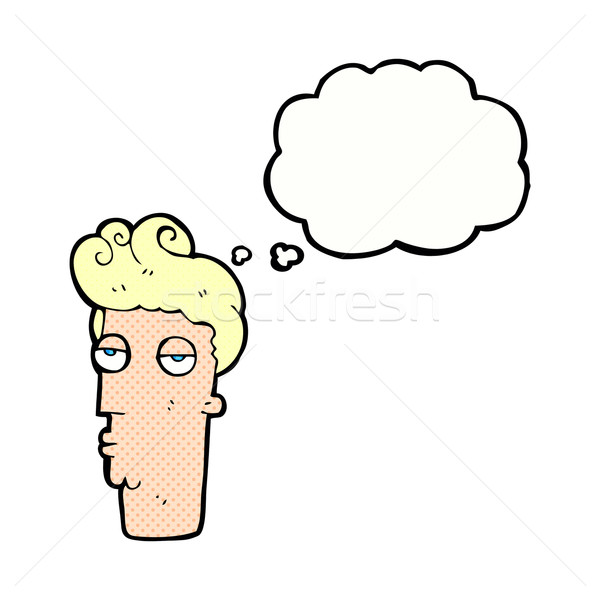 cartoon bored man's face with thought bubble Stock photo © lineartestpilot
