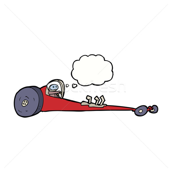 cartoon drag racer with thought bubble Stock photo © lineartestpilot