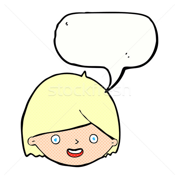 Cartoon счастливое лицо речи пузырь стороны лице счастливым Сток-фото © lineartestpilot