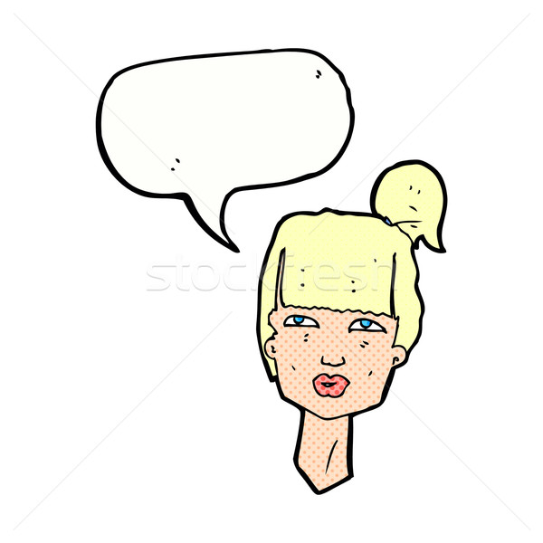 cartoon female head with speech bubble Stock photo © lineartestpilot