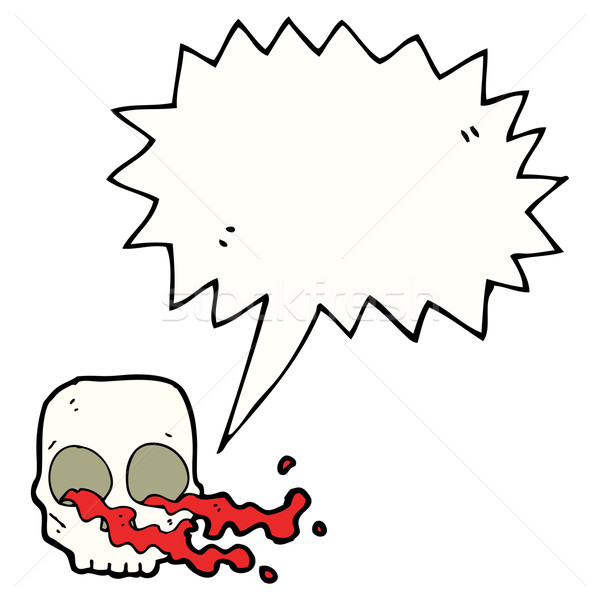 Stock photo: cartoon gross skull with speech bubble