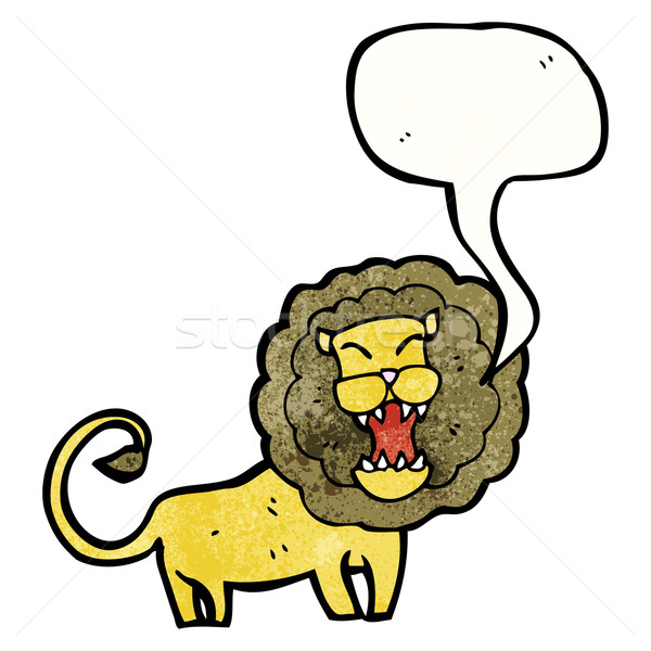 [[stock_photo]]: Cartoon · lion · parler · rétro · dessin · cute