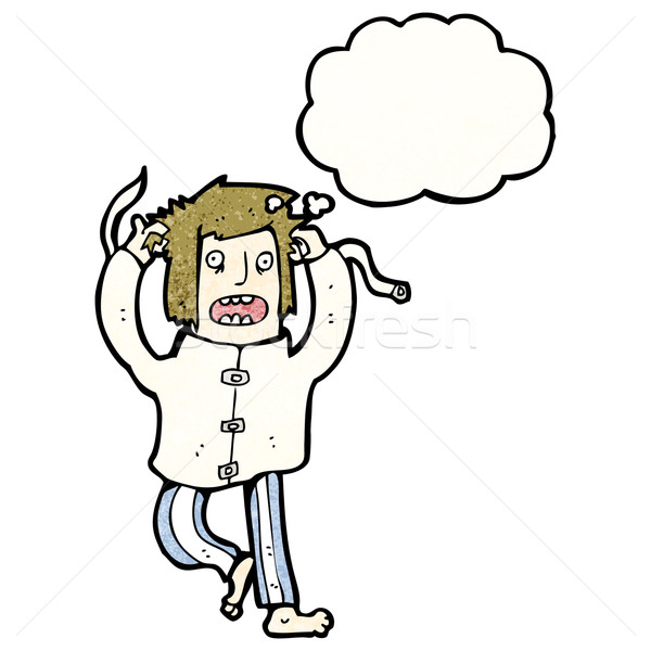 Karikatur insane Mann Retro Denken crazy Stock foto © lineartestpilot
