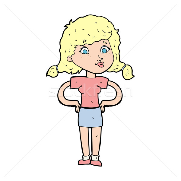 Cartoon joli fille mains hanches femme [[stock_photo]] © lineartestpilot