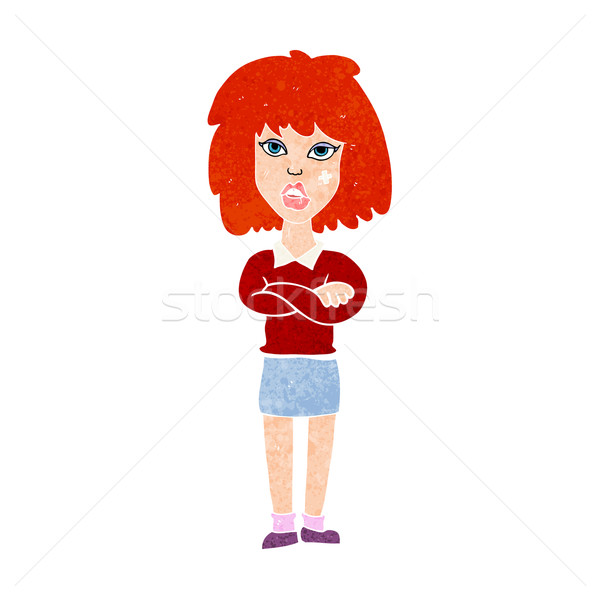 Cartoon twardy kobieta fałdowy broni strony Zdjęcia stock © lineartestpilot