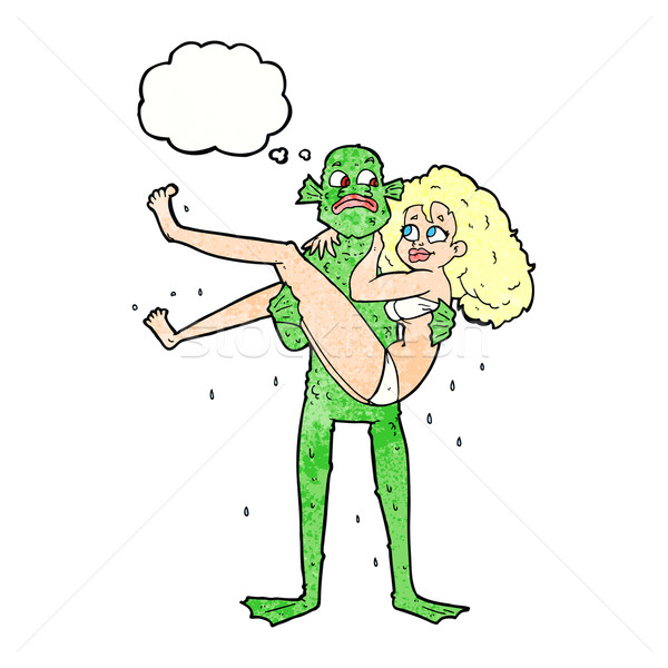 Karikatur Sumpf Monster tragen Frau Mädchen Stock foto © lineartestpilot