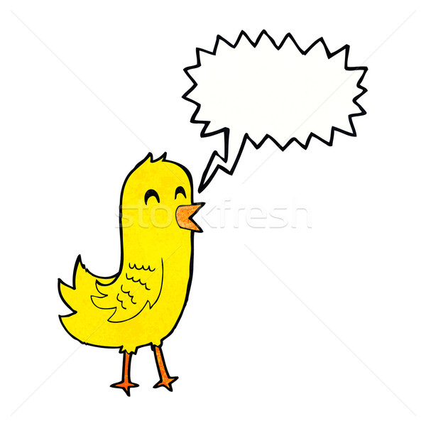 cartoon happy bird with speech bubble Stock photo © lineartestpilot