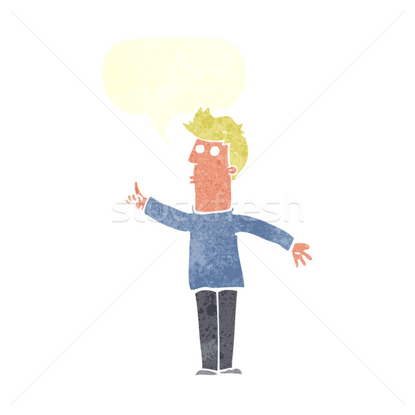 cartoon man advising caution with speech bubble Stock photo © lineartestpilot