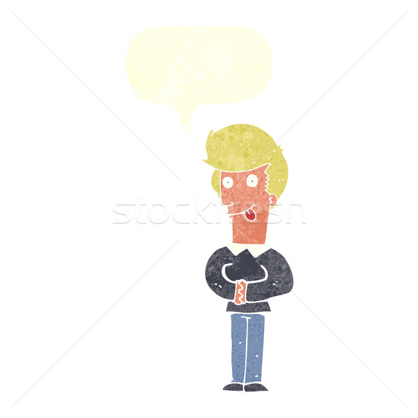 cartoon man sticking out tongue with speech bubble Stock photo © lineartestpilot