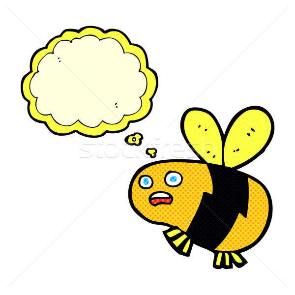 Desenho animado abelha balão de pensamento mão projeto arte Foto stock © lineartestpilot
