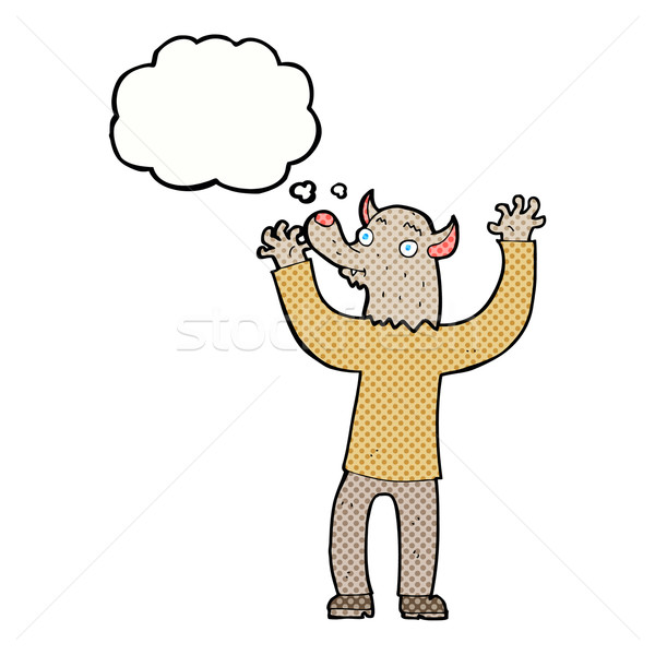 cartoon happy werewolf man with thought bubble Stock photo © lineartestpilot