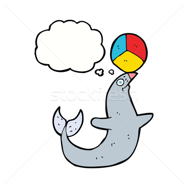 Stock photo: cartoon performing seal with thought bubble