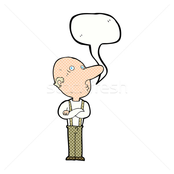Karikatür yaşlı adam katlanmış silah konuşma balonu el Stok fotoğraf © lineartestpilot