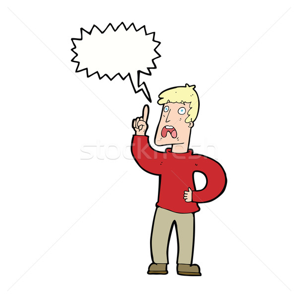 Stock photo: cartoon man with complaint with speech bubble