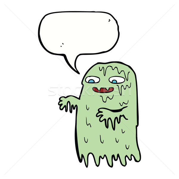 cartoon gross slime ghost with speech bubble Stock photo © lineartestpilot