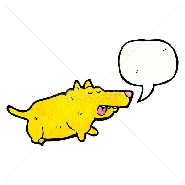 Desen animat câine bule de vorbire retro desen şedinţei Imagine de stoc © lineartestpilot