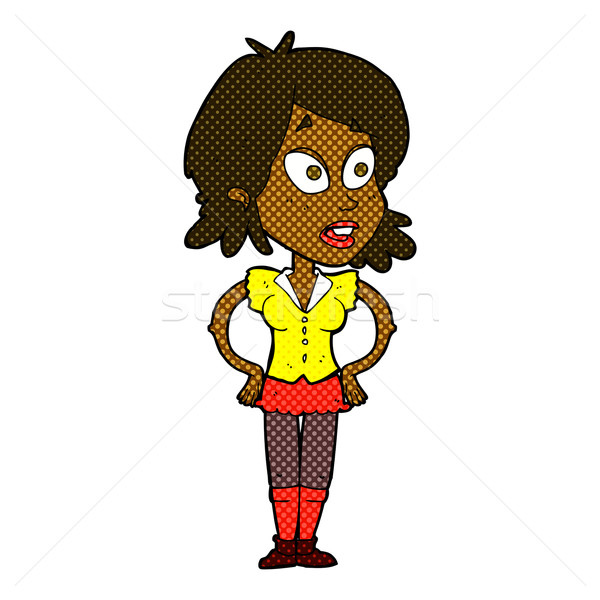 комического Cartoon женщину рук бедра ретро Сток-фото © lineartestpilot