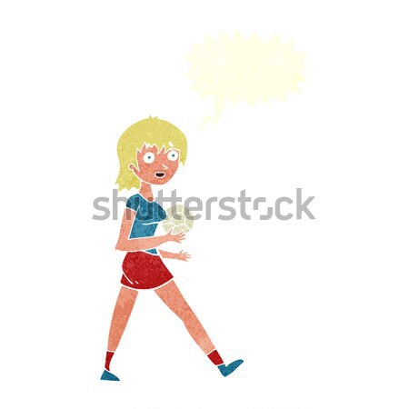 Stock photo: cartoon pretty woman with thought bubble