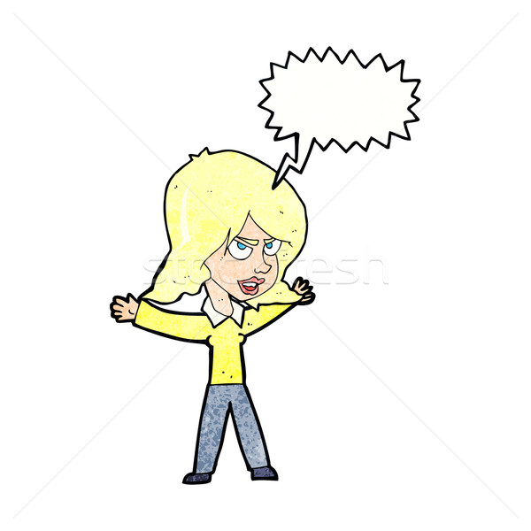 cartoon woman gesturing with speech bubble Stock photo © lineartestpilot