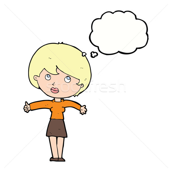 cartoon woman giving thumbs up with thought bubble Stock photo © lineartestpilot