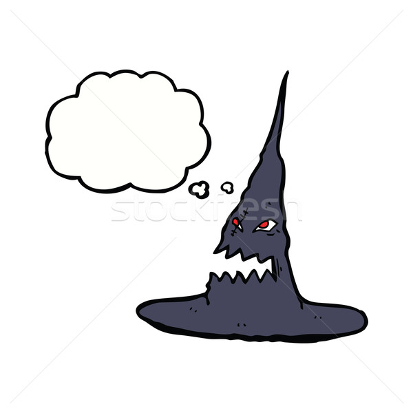 cartoon spooky witches hat with thought bubble Stock photo © lineartestpilot