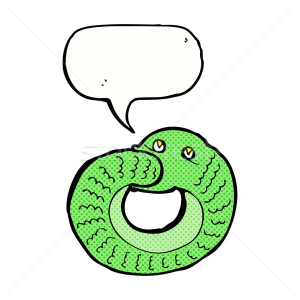 Desenho animado serpente alimentação próprio cauda balão de fala Foto stock © lineartestpilot