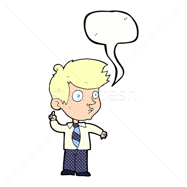 Karikatur Junge fragen Frage Sprechblase Hand Stock foto © lineartestpilot