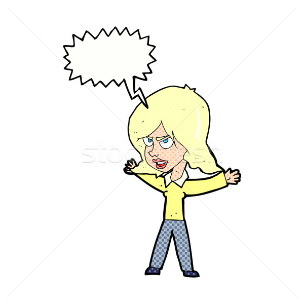 cartoon woman gesturing with speech bubble Stock photo © lineartestpilot