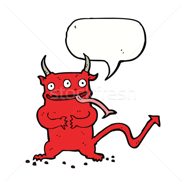 cartoon little demon with speech bubble Stock photo © lineartestpilot