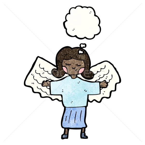 Cartoon codzienny anioł retro myślenia rysunek Zdjęcia stock © lineartestpilot