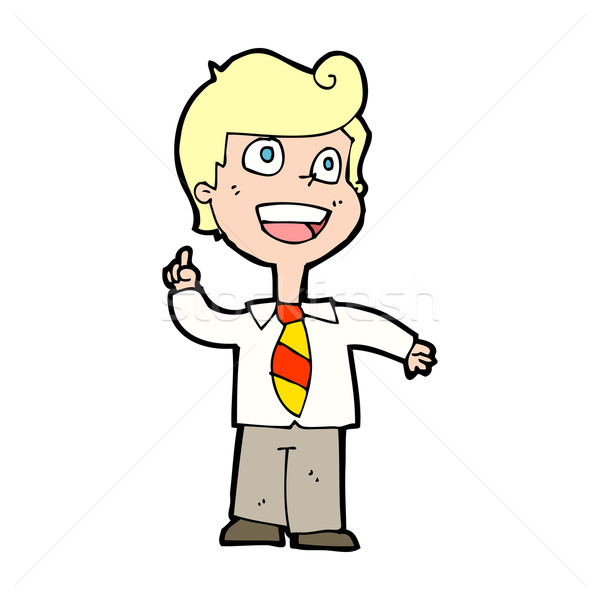 cartoon school boy raising hand Stock photo © lineartestpilot