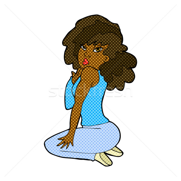 Cômico desenho animado mulher posando retro Foto stock © lineartestpilot