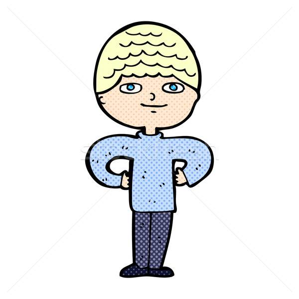 [[stock_photo]]: Dessinées · cartoon · fier · homme · rétro