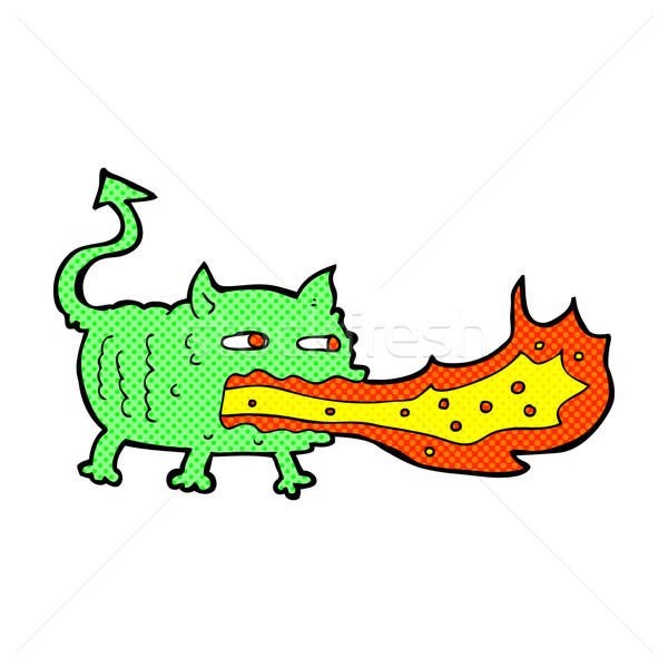 comic cartoon fire breathing imp Stock photo © lineartestpilot