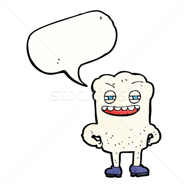 Stock photo: cartoon happy tooth with speech bubble