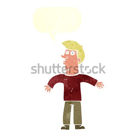 cartoon man shrugging shoulders with speech bubble Stock photo © lineartestpilot