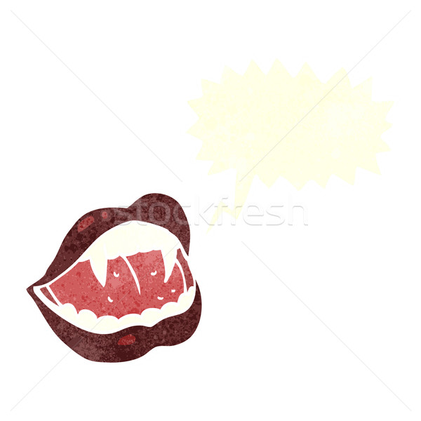 Cartoon vampier lippen tekstballon meisje hand Stockfoto © lineartestpilot