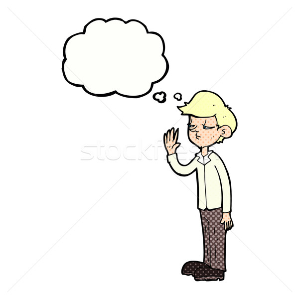 Cartoon arrogante ragazzo bolla di pensiero mano uomo Foto d'archivio © lineartestpilot