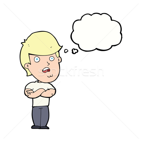 Cartoon rozczarowany człowiek bubble myśl strony projektu Zdjęcia stock © lineartestpilot