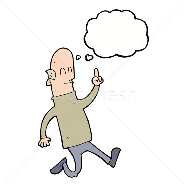 Stock photo: cartoon bald man with idea with thought bubble