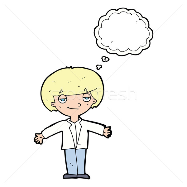 cartoon smug boy with thought bubble Stock photo © lineartestpilot