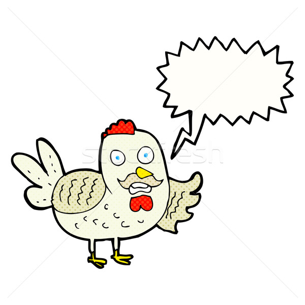 cartoon old rooster with speech bubble Stock photo © lineartestpilot