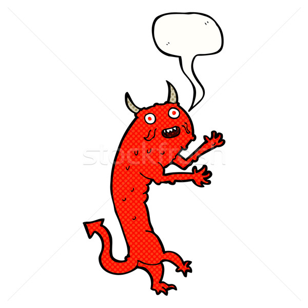 Desen animat diavol bule de vorbire mână proiect artă Imagine de stoc © lineartestpilot